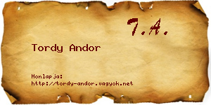 Tordy Andor névjegykártya